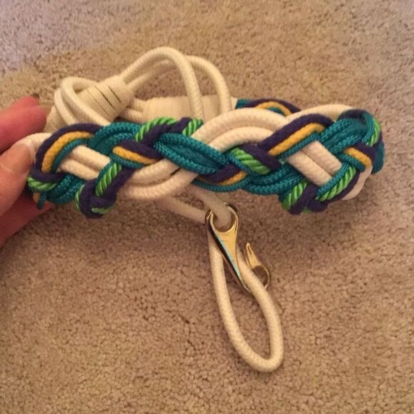 Vintage 80s Braided Rope Cord Belt Hook Clasp - Picture 1 of 4